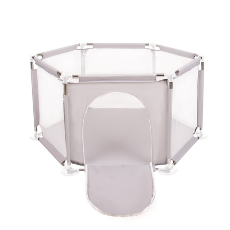 Sechseckiger Laufstall mit Bällen Laufgitter für Kinder, Grau:perle/grau/transparent/puderrosa, 200 Bälle