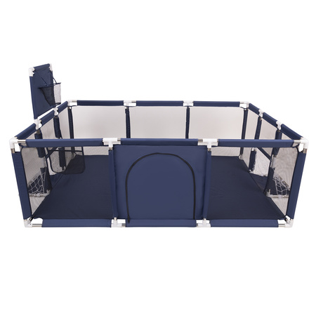 Laufstall Baby Großer Spielplatz mit Bällen Laufgitter für Kinder, Dunkelblau:perle/grau/transparent/puderrosa, 200 Bällen