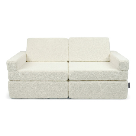 KiddyMoon Kindersofa aus Schaumstoff mit Teddy-Plüsch, modular und klappbar, zum Spielen, Lesen und Entspannen, cremig, Kindersofa
