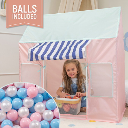 Kinderzelt Spielhaus Faltbares Eisdiele Für Kinder Spielzelt Leicht Aufzubauen Fördert Fantasie Und Kreativität Ideal Für Drinnen Und Draußen Leicht Zu Reinigen, pink-minze:babyblau/puderrosa/perle, 200 Bälle