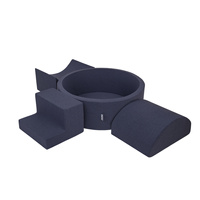 KiddyMoon Spielplatz aus Schaumstoff mit Bällebad und Bälle Hindernisläufen, dunkelblau:babyblue/blau/perle, Bällebad (300 Bälle) + Version 6