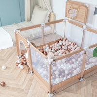Laufstall mit Korb und Bällen Laufgitter für Kinder, beige:pastellbeige/kupferrot/perle, 100 Bälle