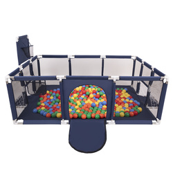 Laufstall Baby Großer Spielplatz mit Bällen Laufgitter für Kinder, Dunkelblau:gelb/grün/blau/rot/orange, 100 Bälle