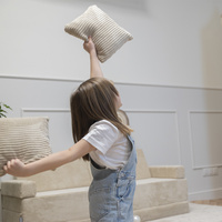 KiddyMoon Kinderkopfkissen 2er Set Kissen 30x30cm Weiches Kinderkissen Für Sofa Oder Kinderzimmer Mit Weicher Struktur, Beige, 2er Pack