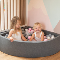 KiddyMoon Bällebad Bällepool mit bunten Bällen ∅ 7Cm  für Babys Kinder Rund, Dunkelgrau, 90 x 30 cm 300 Bälle