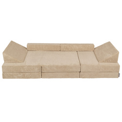 KiddyMoon Kindersofa aus Schaumstoff Spielsofa für Kinder Schlafsofa Kindersessel Sofa für Kinderzimmer Kindercouch Faltmatratze, beige, 140x55x30 cm