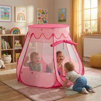 Baby Spielzelt Mit Plastikbällen Für Kinder Leicht und Kompakt ideal für Drinnen Und Draußen Fördert Sensorische Integration Schneller Aufbau, pink, 105x90