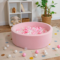 Bällebad Bällepool für Baby Kinder mit 200 bunten Bällen Rund, rosa: puderrosa/perle/transparent, 90x30cm/200 Bälle