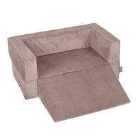 KiddyMoon Kindersofa Modular mit Weichem Zwickel und Bällen Für Kinderzimmer Bequem Vielseitig Gerippter Stoff Abnehmbarer Bezug Perfekt zum Spielen und Entspannen, dunkelbeige: pastellbeige/grau/weiß/schwarz, Sofa/Zwickel + 100 Bälle