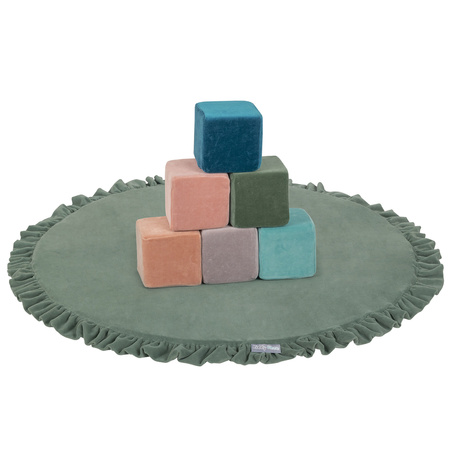 KiddyMoon Spielmatte für Kinder Aus Schaumstoff Montessori Weiche Kindermatte Babymatte Baby Spieldecke Krabbelmatte Schaumstoffmatte Spielzeug Teppich, Hergestellt In EU, Waldgrün