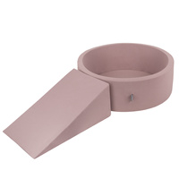 KiddyMoon Spielplatz aus Schaumstoff mit Bällebad und Bällen Hindernisläufen, erikafarben:pastellblau/pastellgelb/weiß/minze/puderrosa, Bällebad (100 Bälle) + Zwickel