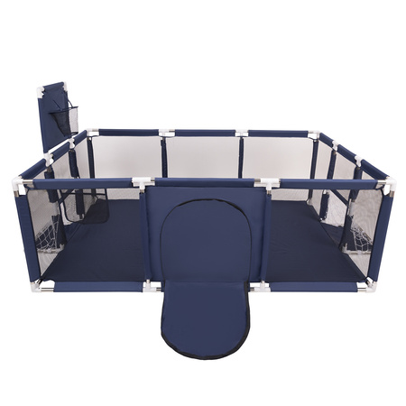 Laufstall Baby Großer Spielplatz mit Bällen Laufgitter für Kinder, Dunkelblau:perle/grau/transparent/babyblau/minze, 400 Bälle