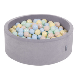 KiddyMoon Rund Bällebad Velvet Bällepool 7Cm Ballgruben Für Babys Spielbad Kleinkinder, Hergestellt in der EU, Berggrau:  Pastellbeige/ Pastellblau/  Pastellgelb/  Minze