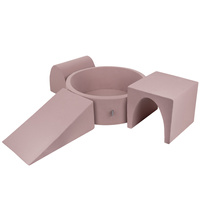 KiddyMoon Spielplatz aus Schaumstoff mit Bällebad und Bällen Hindernisläufen, erikafarben:pastellbeige/puderrosa/perle, Bällebad (300 Bälle) + Version 2