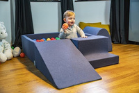 KiddyMoon Bällebad Bällepool mit bunten Bällen 7Cm  für Babys Kinder Quadrat, Dunkelblau: Hellgrün/ Orange/ Türkis/ Blau/ Bblau/ Gelb