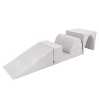 KiddyMoon Spielplatz aus Schaumstoff mit Bällebad und Bällen Hindernisläufen, hellgrau:perle/grau/transparent/babyblue/minze, Bällebad (300 Bälle) + Version 3