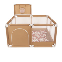 Laufstall mit Korb und Bällen Laufgitter für Kinder, beige:pastellbeige/lachsfarben/weiß, 100 Bälle