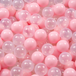 KiddyMoon Kinder Bälle für Bällebad Baby Spielbälle Plastikbälle ∅7cm Made in EU, puderrosa/transparent, 50 Bälle/7cm
