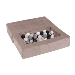 KiddyMoon Kindersofa und Bällen Für Kinder Weiches Schaumstoff-Sofa Leich Modulares Sofa Vielseitig Abnehmbarer Bezug Perfekt für Spiel Lernen und Entspannung, dunkelbeige: pastellbeige/grau/weiß/schwarz, Sofa + 100 Bälle