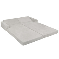 KiddyMoon Kindersofa aus Schaumstoff, Spielsofa für Kinder, Kindersessel, Sofa fürs Kinderzimmer, Kindercouch, Faltmatratze, hellgrau, Kindersofa