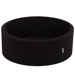 KiddyMoon Bällebad Bällepool mit bunten Bällen ∅ 7Cm  für Babys Kinder Rund, schwarz, 90x30cm/KEINE Bälle
