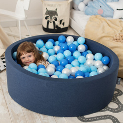KiddyMoon Viertel Eckig Bällebad Bällepool ∅ 7Cm Ballgruben Für Babys Spielbad Kleinkinder, Hergestellt in der EU, hellgrau:weiß/grau/blau/dunkelpink/helltürkis, 90x30cm/300 Bälle