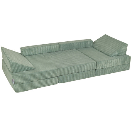 KiddyMoon Kindersofa aus Schaumstoff, Spielsofa für Kinder, Kindersessel, Sofa fürs Kinderzimmer, Kindercouch, Faltmatratze, grün, Kindersofa
