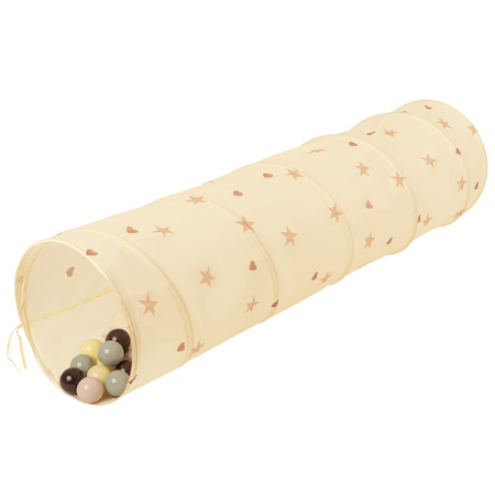 Pop-Up Tunnel Für Kinder Faltbarer Spieltunnel Flexibel Krabbeltunnel, hellbeige: pastellbeige/grüngrau/pastellgelb/braun