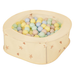 NK-200X Faltbarer Laufstall Bällepool für Kinder mit Bälle Pop-Up Laufgitter, hellbeige:pastellbeige/pastellblau/pastellgelb/minze, 100 Bälle