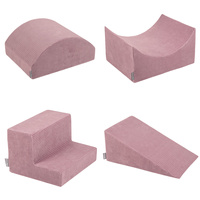 KiddyMoon Spielplatz Aus Schaumstoff Für Kinder mit Bälle Waschbare Bezug, violett: pastellblau/perle/puderrosa/weiß, Bällebad (200 Bälle) + Version 5