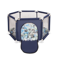 Sechseckiger Laufstall mit Bällen Laufgitter für Kinder, Blau:perle/grau/transparent/babyblau/minze, 400 Bälle