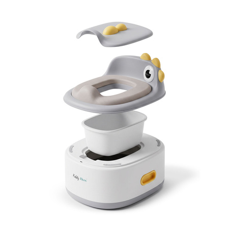 KiddyMoon Töpfchen für Kinder 3in1 mit Toilettensitz und Tritthocker, Grau, UNI