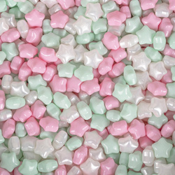 ZKG6-03-100 KiddyMoon Plastiksterne für Kinder 6 cm Sternchen Bälle Kugeln Kunststoff , Puderrosa/ Perle/ Minze