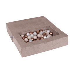 KiddyMoon Kindersofa und Bällen Für Kinder Weiches Schaumstoff-Sofa Leich Modulares Sofa Vielseitig Abnehmbarer Bezug Perfekt für Spiel Lernen und Entspannung, dunkelbeige: pastellbeige/kupferrot/perle, Sofa + 100 Bälle