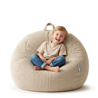 KiddyMoon Sitzsack für Kinder 2-in-1 Spielzeug Aufbewahrung 80x80x50cm, Beige