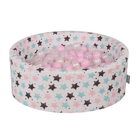 KiddyMoon Kinder Bälle für Bällebad Baby Spielbälle Plastikbälle ∅7cm Made in EU, puderrosa/perle/transparent