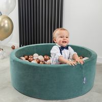 KiddyMoon Bällebad Bällepool mit bunten Bällen ∅ 7Cm  für Babys Kinder Rund, Frühling:hellgrün/grün/gelb/puderrosa/hellpink, 90 x 30 cm 300 Bälle