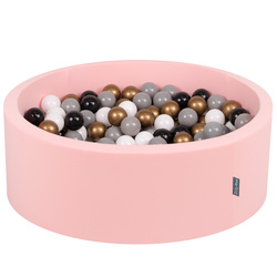 KiddyMoon Bällebad Bällepool mit bunten Bällen ∅ 7Cm  für Babys Kinder Rund, pink:weiß/grau/schwarz/gelb, 90x30cm/200 Bälle