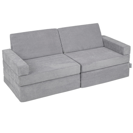 KiddyMoon Kindersofa aus Schaumstoff, Spielsofa für Kinder, Kindersessel, Sofa fürs Kinderzimmer, Kindercouch, Faltmatratze, dunkelgrau, Kindersofa