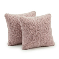 KiddyMoon Dekokissen für Kinder 2er Set Teddyplüsch Kinderzimmer 30x30 cm, rosa, 2er Pack