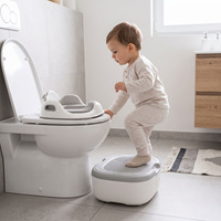 KiddyMoon Töpfchen für Kinder Ergonomisch Toilettentrainer Abschließbarer Deckel, Grau, UNI