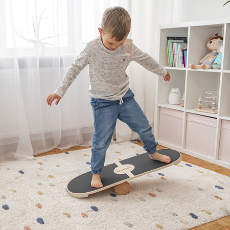 Balance Board aus Holz für Erwachsene und Kinder Koordinationstraining Balancebrett Physiotherapie Skateboard Surfbrett Surf Sport Fitness Crossfit Yoga - Mit Matte und ohne Matte erhältlich, Natürlich, 80x30cm