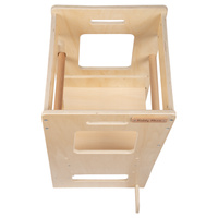 KiddyMoon Lernturm für Kinder ab 1 Jahr, Anti-Kipp-Schutz, 3-fach höhenverstellbar, Montessori Küchenhelfer ST-003, Natürlich, 91,5x39,3x49,4