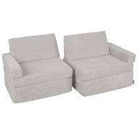 KiddyMoon Kindersofa aus Schaumstoff, Spielsofa für Kinder, Kindersessel, Sofa fürs Kinderzimmer, Kindercouch, Faltmatratze, hellgrau, Kindersofa