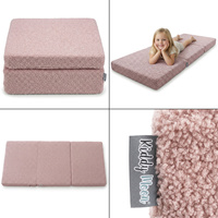 KiddyMoon Kinder Matratzen Mit Kissen, Teddy-Plüsch Aufklappen Aus Schaumstoff Kindermatratze Kinderzimmer Faltmatratze, rosa, Matratzen mit Kissen
