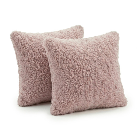 KiddyMoon Dekokissen für Kinder 2er Set Teddyplüsch Kinderzimmer 30x30 cm, rosa, 2er Pack
