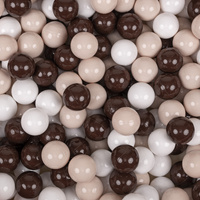 KiddyMoon Rund Bällebad Velvet Bällepool ∅ 7Cm Ballgruben Für Babys Spielbad Kleinkinder, Hergestellt in der EU, waldgrün: pastellbeige/braun/weiß, 90 x 30 cm 200 Bälle