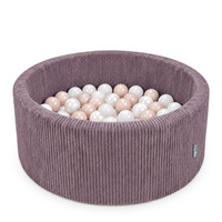 KiddyMoon Bällebad Für Kinder Aus Schaumstoff, 90 X 30 cm, Weicher Rippbezug, Abnehmbarer Bezug, Weiches Und Sicheres Spielzeug, Waschbar, Violett: Pastellbeige/Kupfer/Perle/Lachs, 90x30cm/100 Bälle