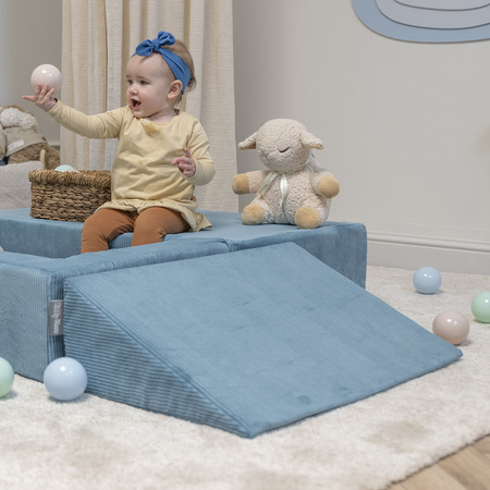 KiddyMoon Zwickel Für Kinder aus Weichem Schaumstoff Leicht Vielseitig Gerippter Stoff Flexiblen Designs Abnehmbarer Bezug Perfekt zum Spielen und Entspannen, blau, Zwickel