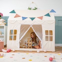 KiddyMoon Spielhaus Kinderzelt Für Kinder Kinderhaus Faltbares Design Kinder Spielzelt Indoor Kreativität Kuschelecke Kinderzelt Perfekt Für Drinnen Und Draußen Kinderzimmer, Naturfarbe:weiß/perle/pastellbeige/grüngrau, 300 Bälle